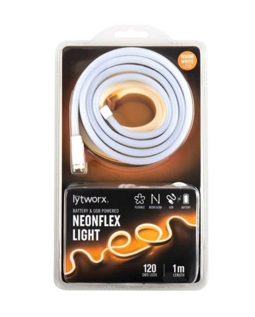 Lytworx 1m Warm White Battery Operated Or USB Powered Neonflex Light