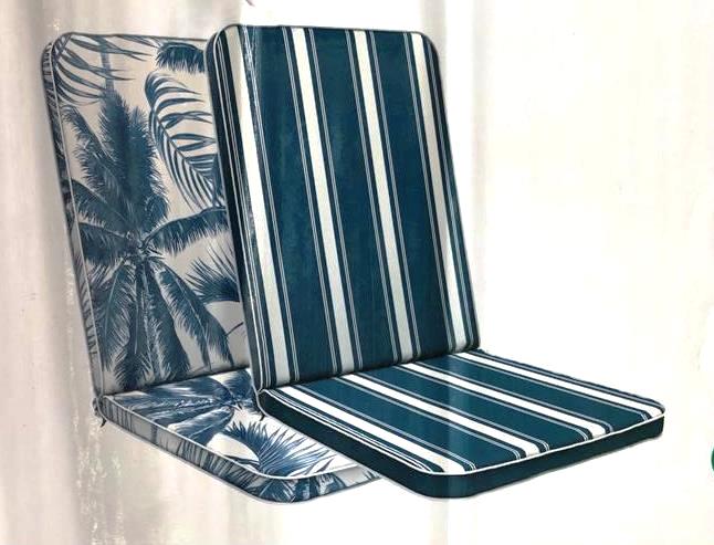 Marquee Mid Back Outdoor Cushion - Blue Palm Tree Printed