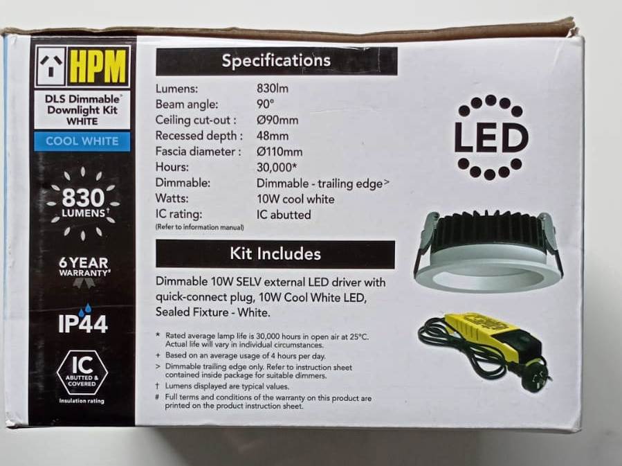 HPM DLS9002 10W 90mm LED Fixed Downlight Cool White TheITmart