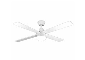 Arlec 120cm White 4 Blade Ceiling Fan With Oyster Light - CSF122WRO