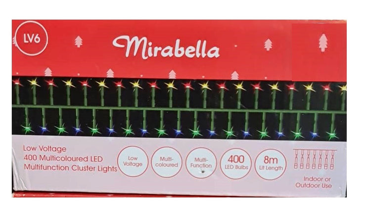 Mirabella Christmas 8m Low Voltage 400 LED Cluster Lights - Multicolour