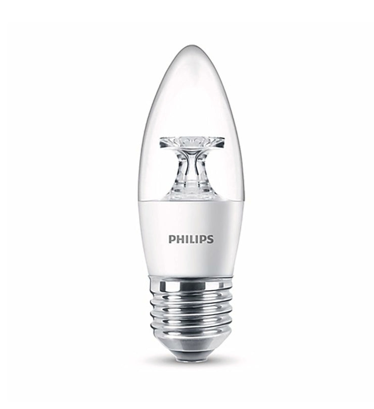 Philips 5.5W 470 Lumens Warm White LED E27 Candle Globe - 2 Pack