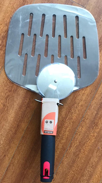 Jumbuck 2-PIECE PIZZA TOOL SET Spatula & Cutter, Stainless Steel, Hook Holes