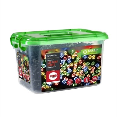 Lytworx 100m 2000 LED Multicolour Solar Fairy Lights / Dusk to Dawn