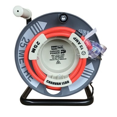 CordTech 25m Caravan Reel-Grey/Red