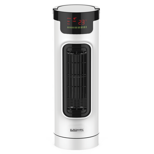 Euromatic 36cm Mini Digital Tower Fan 3 Speed/Touch Control LED Display