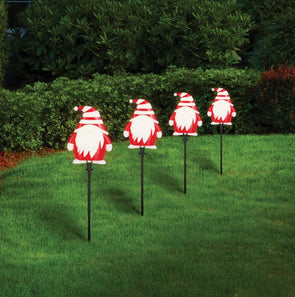 Lytworx 40cm Warm White Solar Gnome Stake Lights - 4 Pack