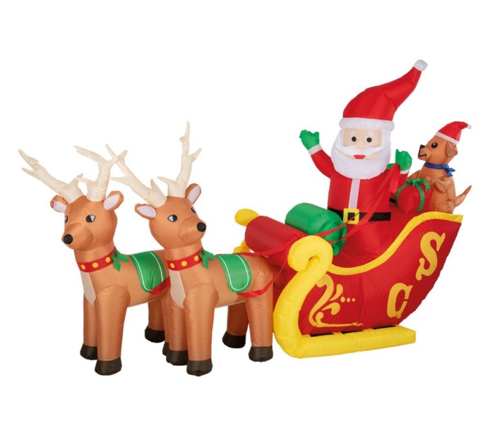 Arlec Festive Inflatable Low V 2.1M Santa Reindeer & Sleigh - TheITmart