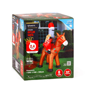 Lytworx 2.4m Festive Inflatable Outlaw Santa/Low Voltage/Indoor or Outdoor