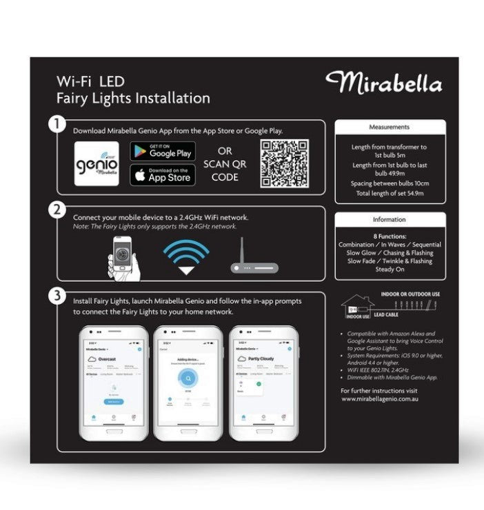 Mirabella Genio Low Voltage Christmas Wi-Fi 500 LED String Lights - Cool White - TheITmart
