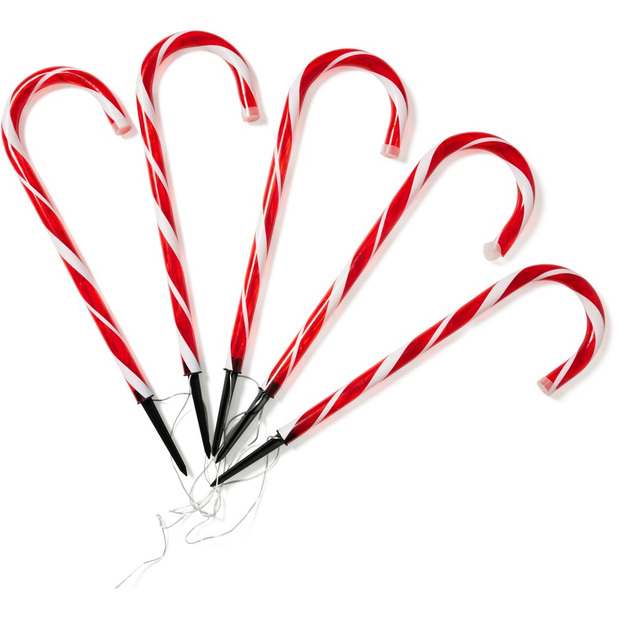 Mirabella Christmas Solar Powered LED Candy Cane Stakes - Set of 5 - TheITmart