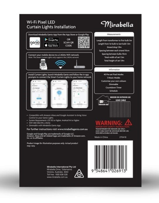 Mirabella Genio Christmas Wi-Fi 300 Pixel LED Curtain Lights