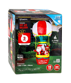 Lytworx 3m Hot Air Balloon Festive Inflatable/Low Voltage/Indoor or Outdoor