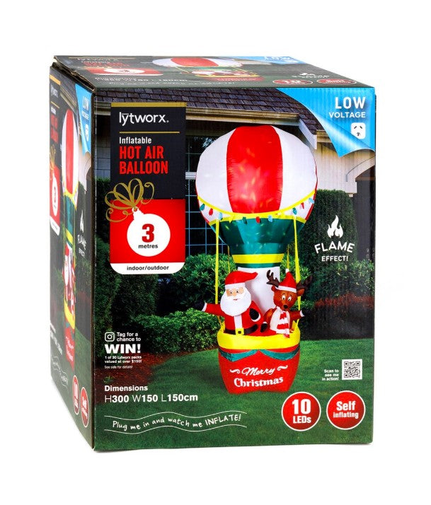 Lytworx 3m Hot Air Balloon Festive Inflatable/Low Voltage/Indoor or Outdoor