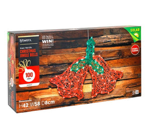 Lytworx Festive Xmas Solar 100 LED Green/Red Christmas Jingle Bells