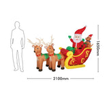 Arlec Festive Inflatable Low V 2.1M Santa Reindeer & Sleigh - TheITmart