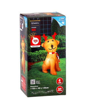 Lytworx 1.2m Festive 4 LED Inflatable Dog/Low Voltage/Indoor or Outdoor