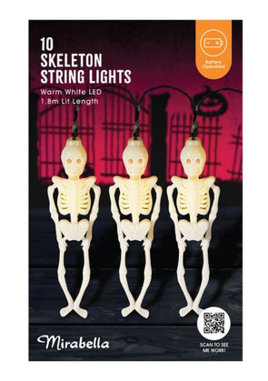 Mirabella 1.8m Warm White 10 LED Halloween Skeleton String Lights