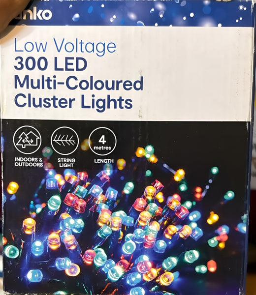 Anko 4m Low Voltage 300 LED Multi-Coloured Cluster Lights