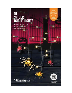 Mirabella 2.4m Warm White 87 LED Halloween Spider Icicle Lights