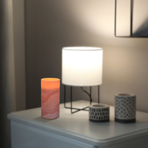 Battery Operated Astin Sinclair LED Flameless Pillar Candle Pink Marble