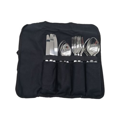All Set 16 Piece Cutlery Pouch/Ideal set for Dining at Camping or Outdoors
