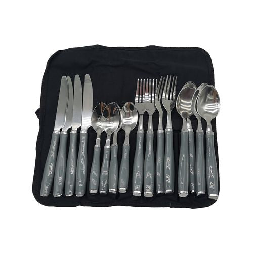 All Set 16 Piece Cutlery Pouch/Ideal set for Dining at Camping or Outdoors