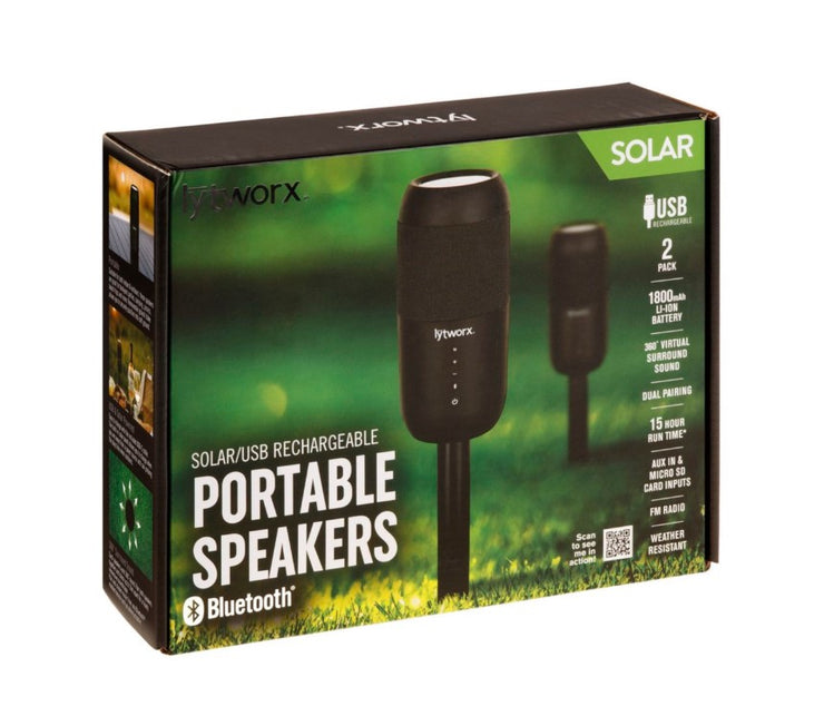 Lytworx Solar/USB Portable Bluetooth Speakers - 2 Pack