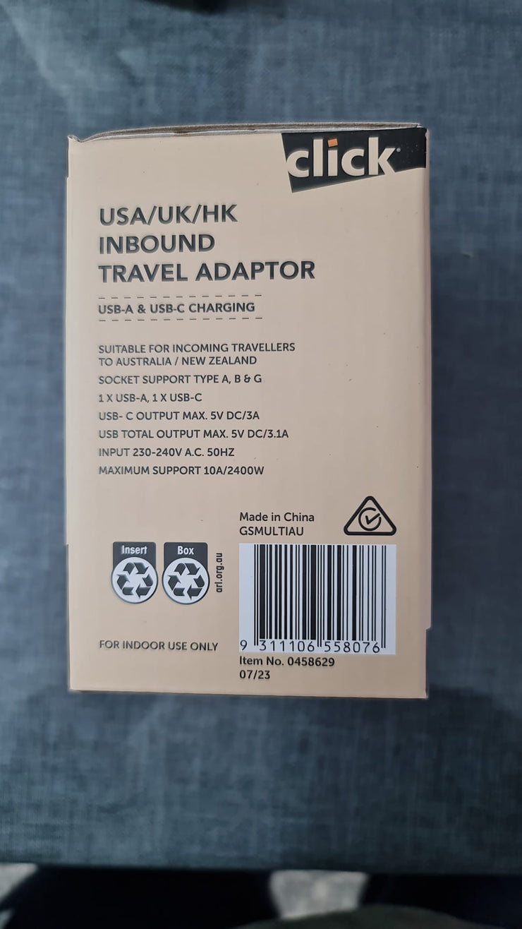 Click Travel Adapter Click USA/UK/HK Inbound Travel Adaptor – TheITmart