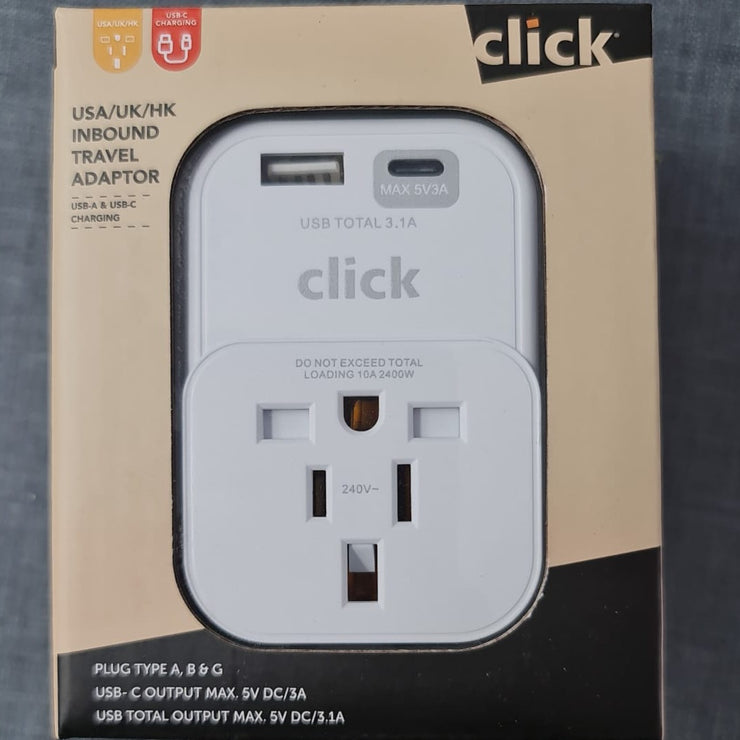 Click USA/UK/HK Inbound Travel Adaptor