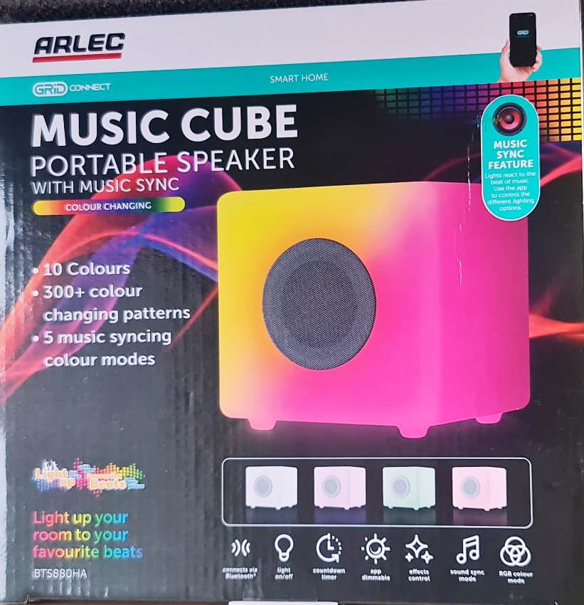 Arlec Grid connect Smart Music Cube Portable RGB Speaker - TheITmart