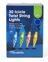Mirabella Christmas Solar Powered 30 LED Icicle Twists String Lights - Multicolour - TheITmart