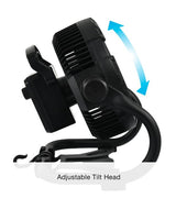Arlec 25cm Viktor LED Rechargeable Fan - Black/Adjustable Tilt Head