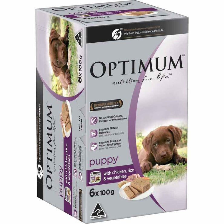 Optimum Lifestage Puppy Chicken Rice & Vege 6x100g
