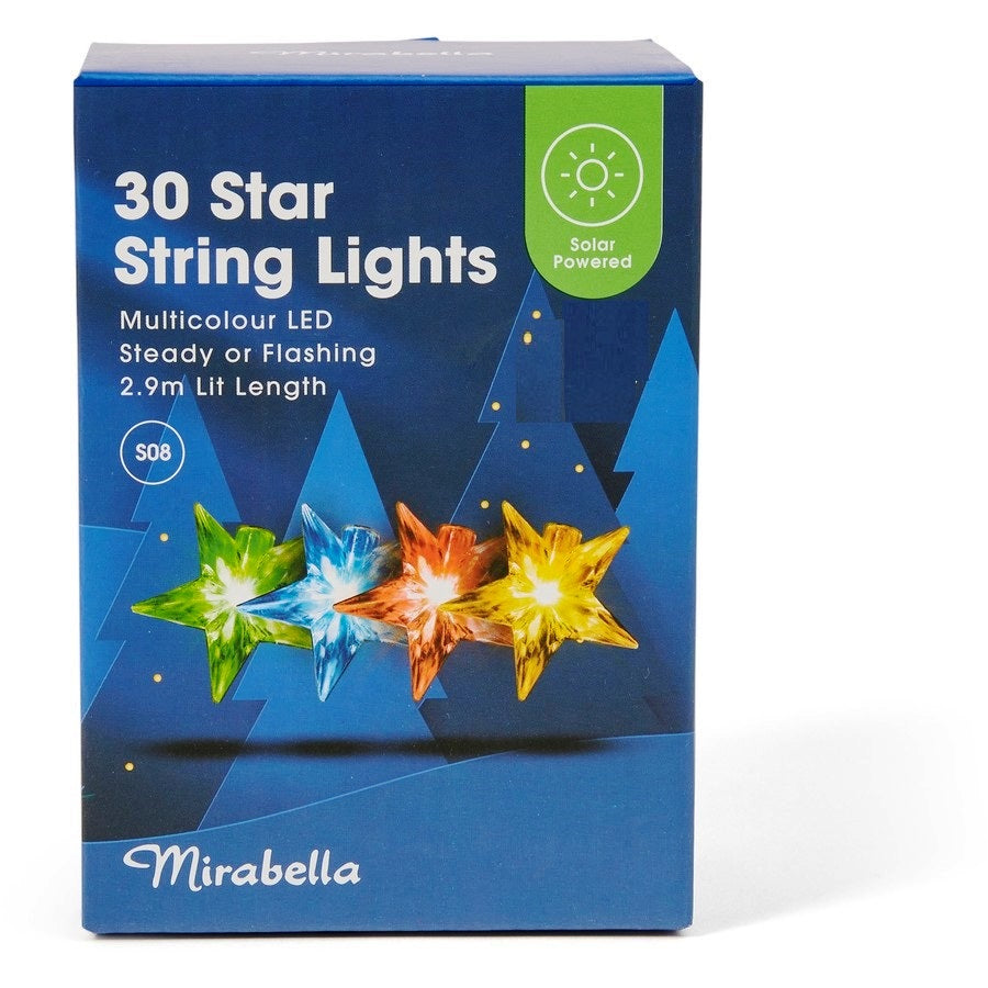 Mirabella Christmas Solar Powered 30 LED Star String Lights - Multicolour - TheITmart
