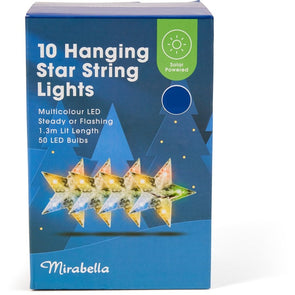 Mirabella Christmas Solar Powered LED Hanging Star Lights - Multicolour