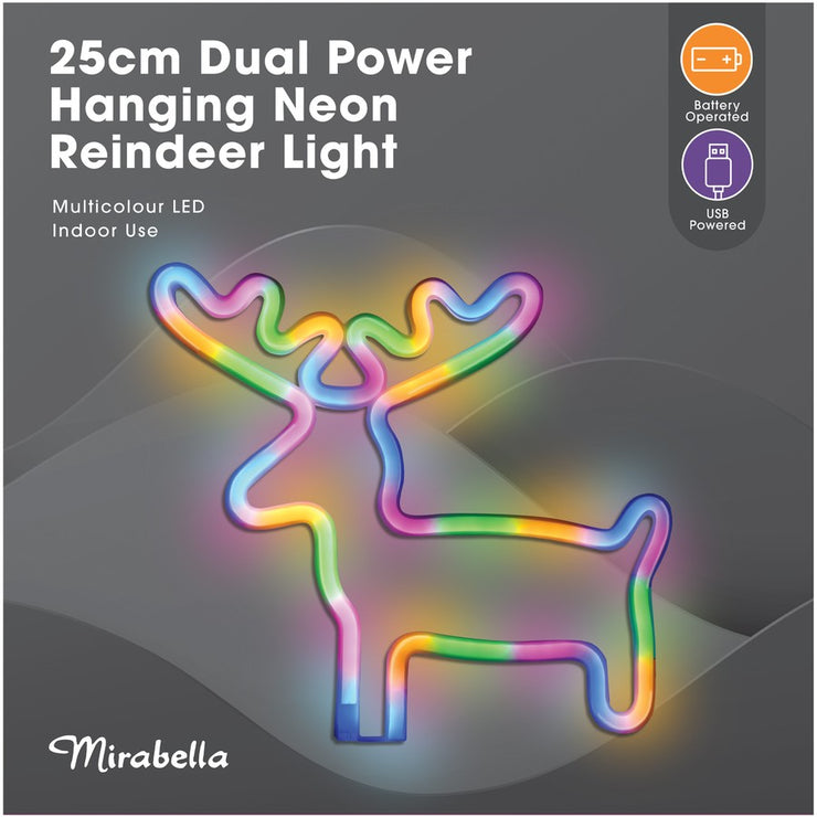 Mirabella Dual Power Hanging Neon Reindeer Light