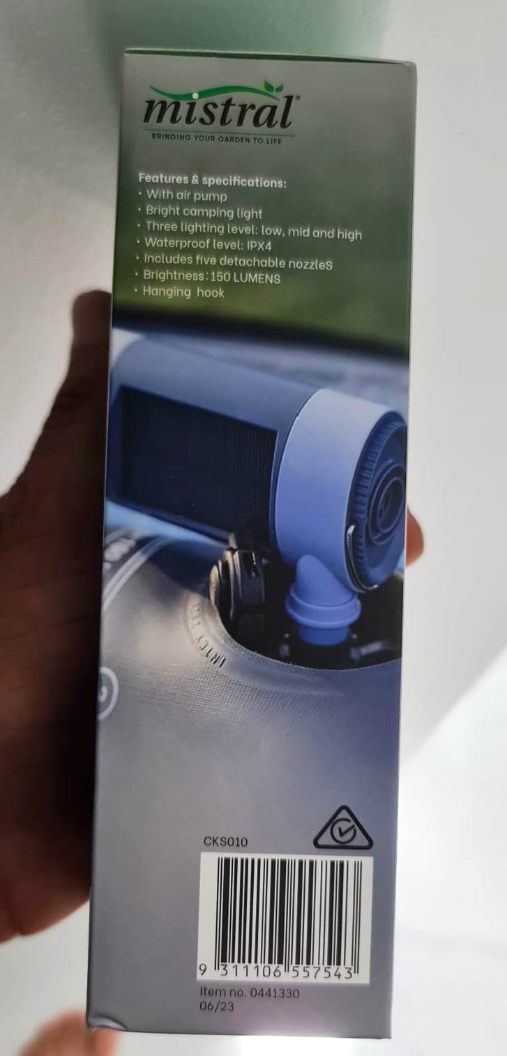 Mistral Solar Waterproof Camping Light/ Charging Outlet for Devices