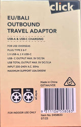 Click EU/BALI Outbound Travel Adaptor - GSTAAUVDE