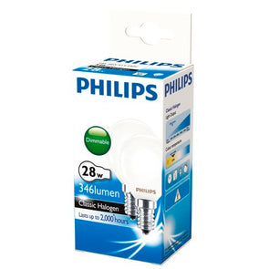 Philips 28W Clear Warm White Eco Classic Halogen E14 Globe - 2 Pack