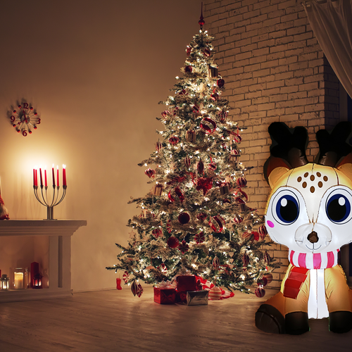 Click 150cm Low Voltage Christmas Light Up Inflatable Sitting Reindeer - TheITmart
