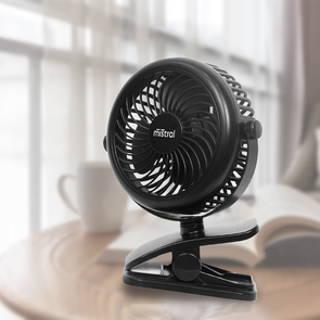 Mistral Black Rechargeable Clip Fan-BMCRCF655/3 Speed Settings