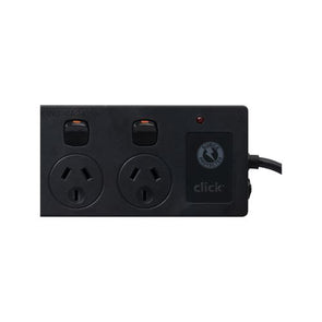 Click Black 4 Outlet Switched Surge Protect Power Board