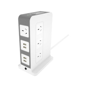 CordTech 6A USB 10 Outlet Surge Protected Desktop Tower