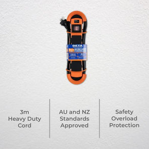 DETA 3 Outlet Workshop Powerboard with 3m Heavy Duty Cord