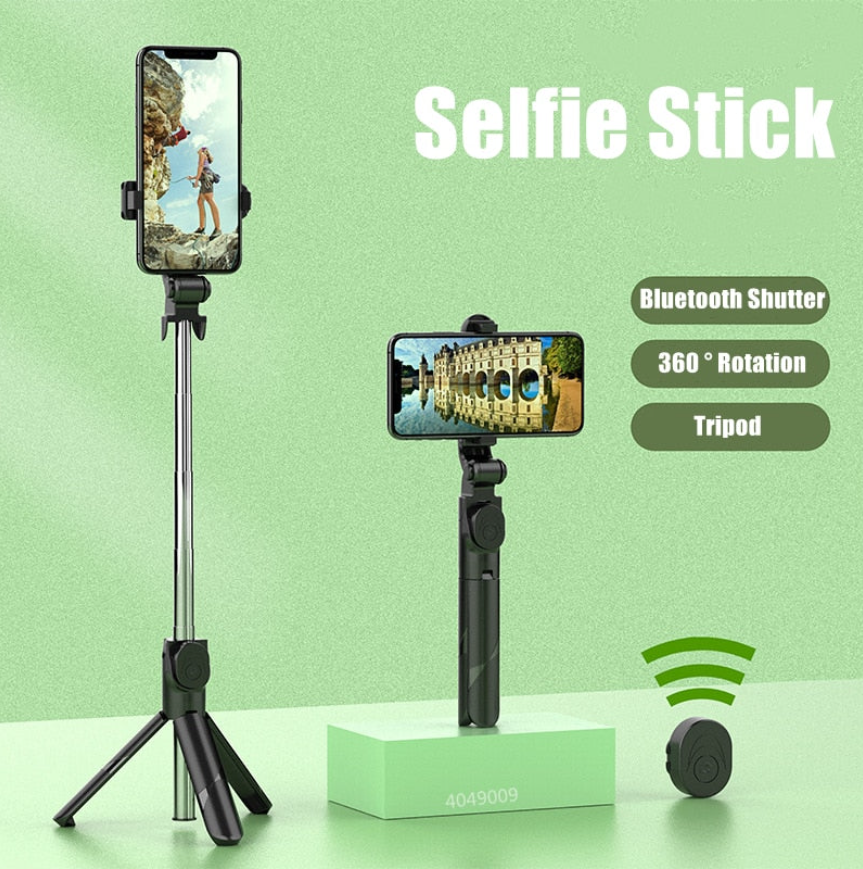 Flexible Tripod Holder Stand Selfie Stick With Bluetooth Remote For Mobile Phone