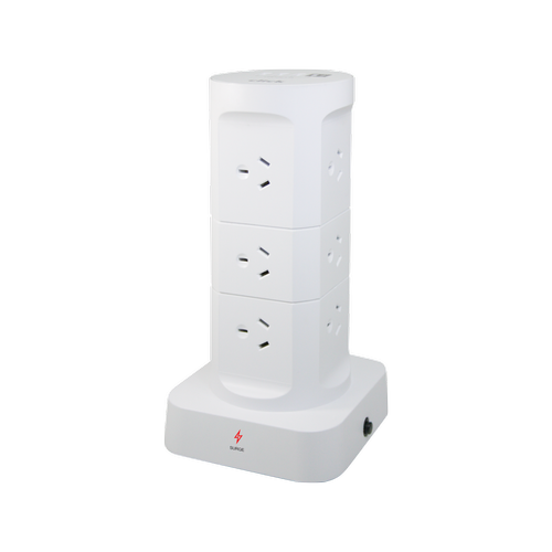 Click 12 Outlet Tower With Surge Protection