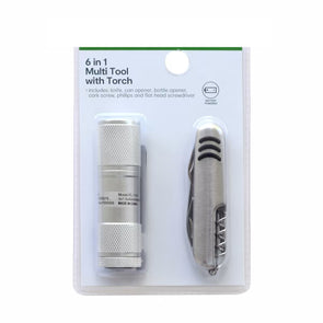 6 in 1 Multi Tool with Torch/Ideal for Camping or Trekking