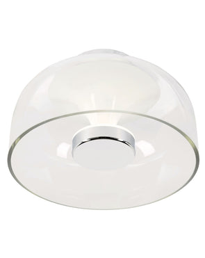 Brilliant 24cm LED Ceiling Light IP44 Sato Chrome with Glass Shade