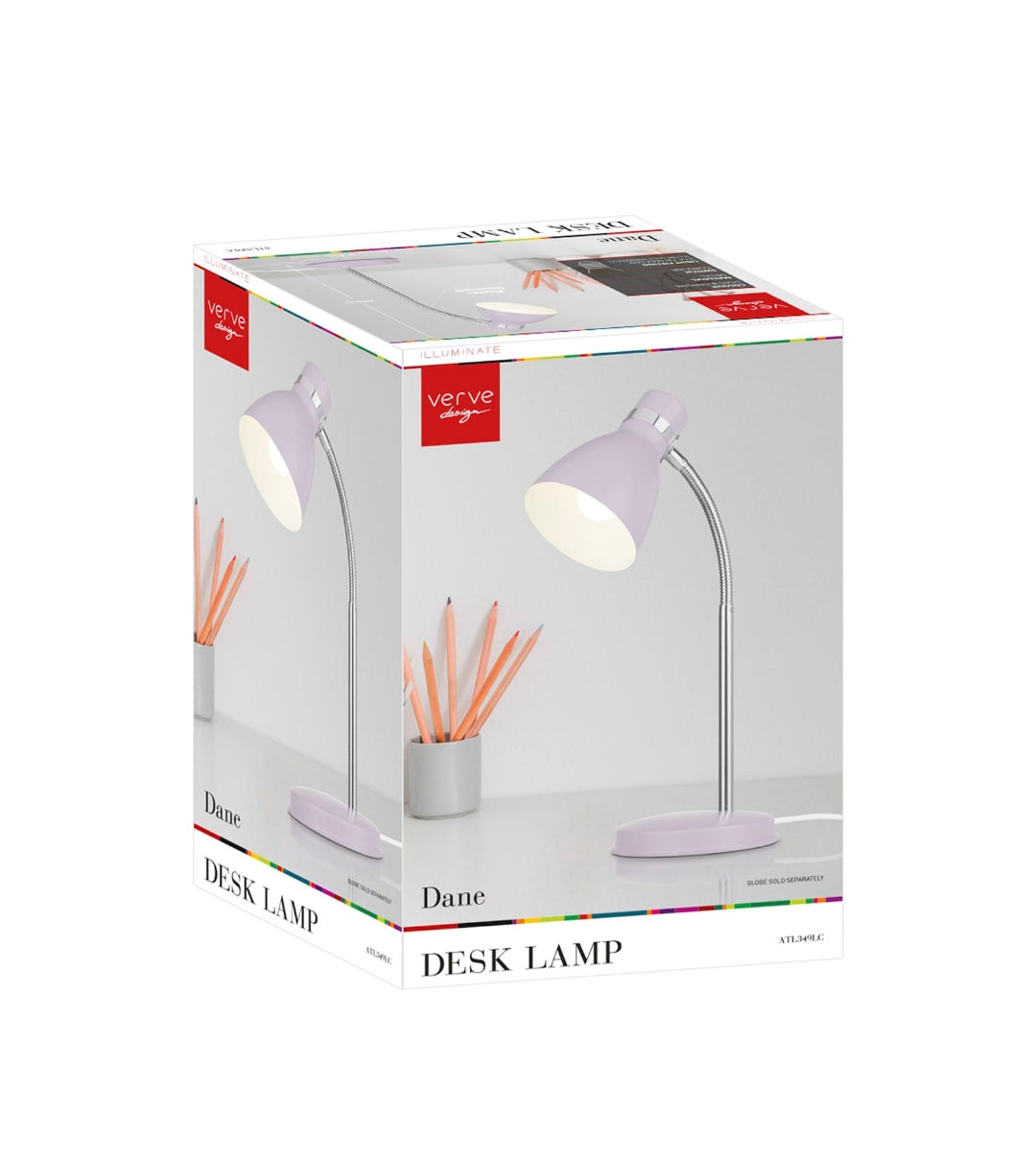 Verve ATL349LC Design Lilac Dane Desk Lamp/Adjustable Head/cordline Switch